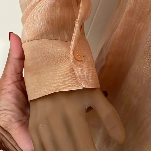 Lafayette 148 New York Peach Button-Up Blouse - Picture 4 of 16